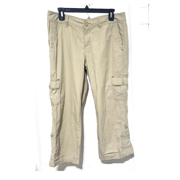 c a r g o : Caslon Khaki Cargo Pants Capri Pants - Picture 2 of 12